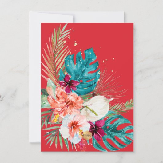 Invitation PixDezines H2 Tropical Paradise Luau Diplôme En (Dos)