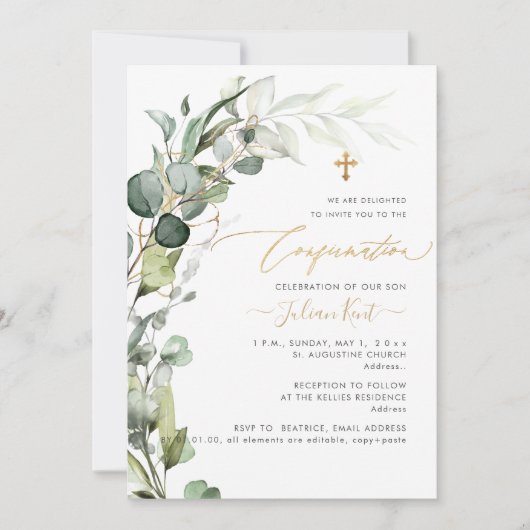 Invitation PixDezines H2 Verdure Feuillage de gomme Confirmat (Devant)