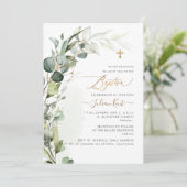 Invitation PixDezines H2 Verdure Gomme Foliage Premier Baptêm (Debout devant)