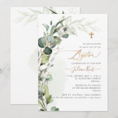 Invitation PixDezines H2 Verdure Gomme Foliage Premier Baptêm (Devant / Derrière)