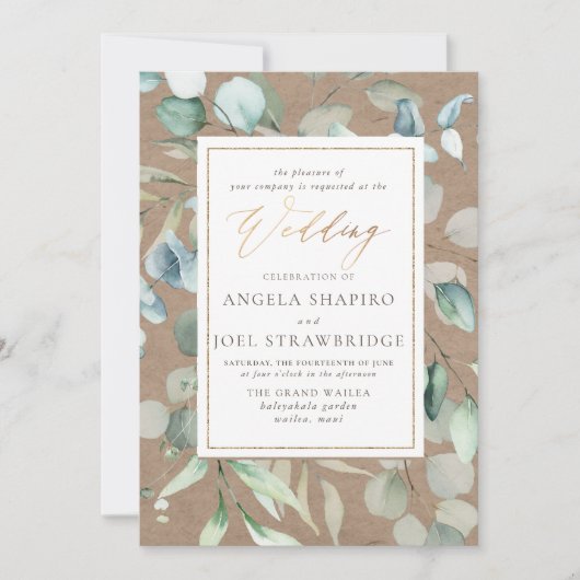 Invitation PixDezines H2 Vert Eucalyptus Rustique (Devant)