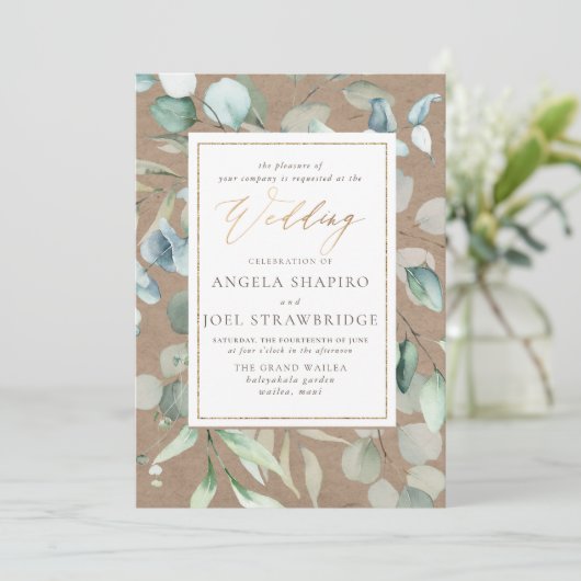 Invitation PixDezines H2 Vert Eucalyptus Rustique (Debout devant)