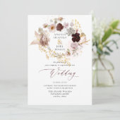 Invitation PixDezines H2 Vintage Blush Bourgogne Fleurs (Debout devant)
