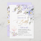 Invitation PixDezines H2 violet Roses Hydrangea Brunch Bubbly (Devant / Derrière)