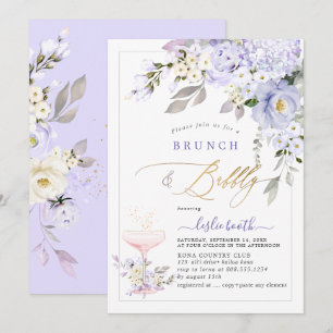 Invitation PixDezines H2 violet Roses Hydrangea Brunch Bubbly