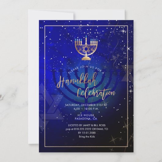 Invitation PixDezines Hanoukka Celebration, Fun Script Fun (Dos)
