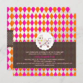 Invitation PixDezines harlequin/rose+orange/baby shower/DO-IT (Devant / Derrière)
