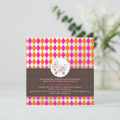 Invitation PixDezines harlequin/rose+orange/baby shower/DO-IT (Debout devant)