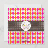 Invitation PixDezines harlequin/rose+orange/baby shower/DO-IT (Dos)