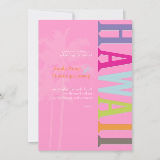 Invitation PixDezines hawaii+palmiers/DO-IT-YOURSELF couleur  (Dos)