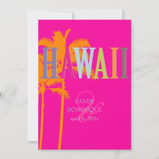 Invitation PixDezines hawaii+palms/couleur de fond DIY (Devant)