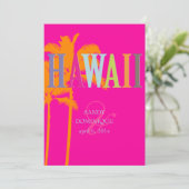 Invitation PixDezines hawaii+palms/couleur de fond DIY (Debout devant)