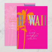 Invitation PixDezines hawaii+palms/couleur de fond DIY (Devant / Derrière)