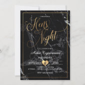Invitation PixDezines Hens Night Faux Or Script+Marbre (Devant)