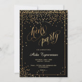 Invitation PixDezines Hens Party Faux Gold Confetti (Devant)