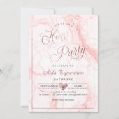 Invitation PixDezines Hens Party Faux Rose Gold Script+Marbre (Devant)