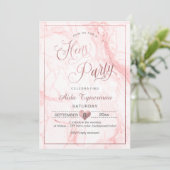 Invitation PixDezines Hens Party Faux Rose Gold Script+Marbre (Debout devant)