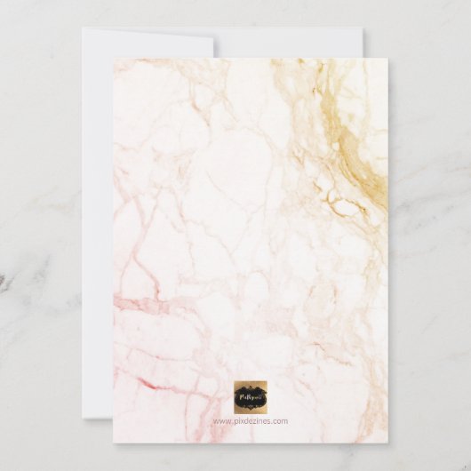 Invitation PixDezines Hens Party Faux Rose Gold Script+Marbre (Dos)