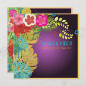 Invitation PixDezines Hibiscus+nstera/jaune+aqua (Devant / Derrière)