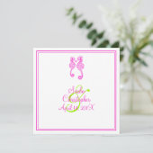Invitation PixDezines hippocampe/citron vert/rose/DO-IT-YOURS (Debout devant)