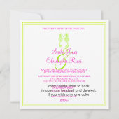 Invitation PixDezines hippocampe/citron vert/rose/DO-IT-YOURS (Dos)