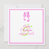 Invitation PixDezines hippocampe/citron vert/rose/DO-IT-YOURS (Devant)