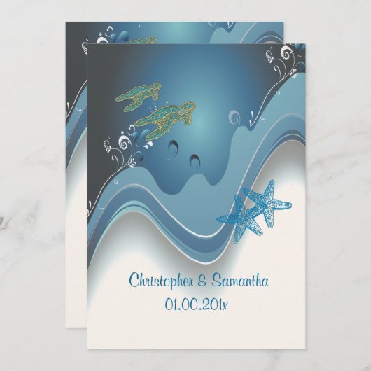 Invitation PixDezines honu+vagues/do-it-yourself arrière - pl (Devant / Derrière)
