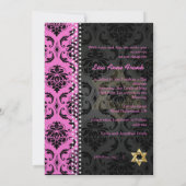 Invitation PixDezines Hot rose Vendome Damask, Bat mitzvah (Dos)