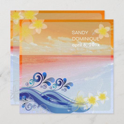 Invitation PixDezines hulawaves/plage/design dynamique (Devant / Derrière)