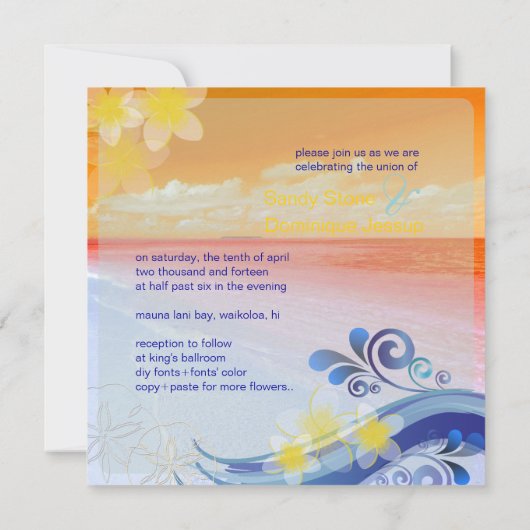 Invitation PixDezines hulawaves/plage/design dynamique (Dos)
