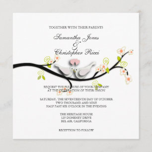Invitation PixDezines Inséparables/Doves blanches