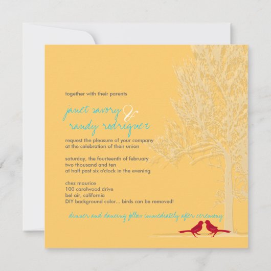 Invitation PixDezines Inséparables, Rouge, Oak Tree/DO-IT-YOU (Dos)