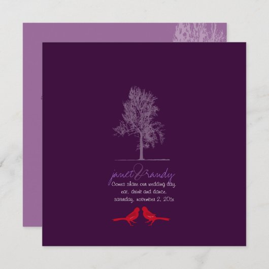Invitation PixDezines Inséparables, Rouge, Oak Tree/DO-IT-YOU (Devant / Derrière)
