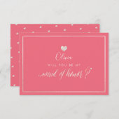 Invitation PixDezines Iridescente Blush+Coral, Maid of Honor (Devant / Derrière)