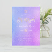 Invitation PixDezines Iridescente Purple Ombre Bat mitzvah (Debout devant)
