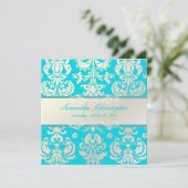 Invitation PixDezines Isabella Damask, couleur Pearl+Aqua/DO- (Debout devant)