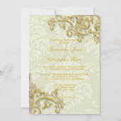 Invitation PixDezines IVORY DAMASK FAUX GOLD FILIGREE (Dos)
