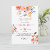 Invitation PixDezines Jardin Rose Bat mitzvah aquarelle (Debout devant)