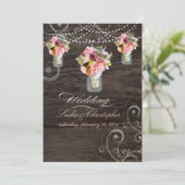 Invitation PixDezines JARS MASON/PANNEAUX EN BOIS RUSTIQUE (Debout devant)