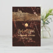 Invitation PixDezines Jerusalem+Masala Red Marble Bar Mitzvah (Debout devant)