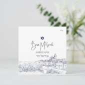 Invitation PixDezines Jérusalem Midnight Blue Bar Mitzvah (Debout devant)