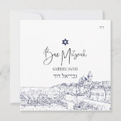 Invitation PixDezines Jérusalem Midnight Blue Bar Mitzvah (Devant)