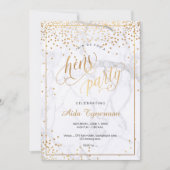 Invitation PixDezines Jeu de poules Marbre Faux Gold Confetti (Devant)
