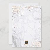 Invitation PixDezines Jeu de poules Marbre Faux Gold Confetti (Dos)