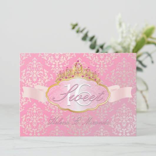 Invitation PixDezines joséphine damask doux 16/tiara (Debout devant)