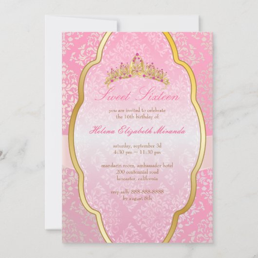 Invitation PixDezines joséphine damask doux 16/tiara (Dos)