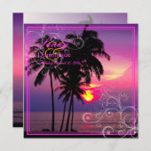 Invitation PixDezines Kaui Sunset+Swirls/mariage tropical (Devant / Derrière)