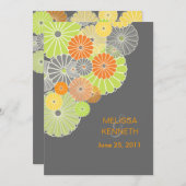 Invitation PixDezines Kiku (chrysanthème), couleur agrumes (Devant / Derrière)