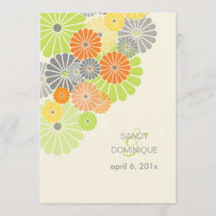 Invitation PixDezines Kiku (chrysanthème), couleur agrumes
