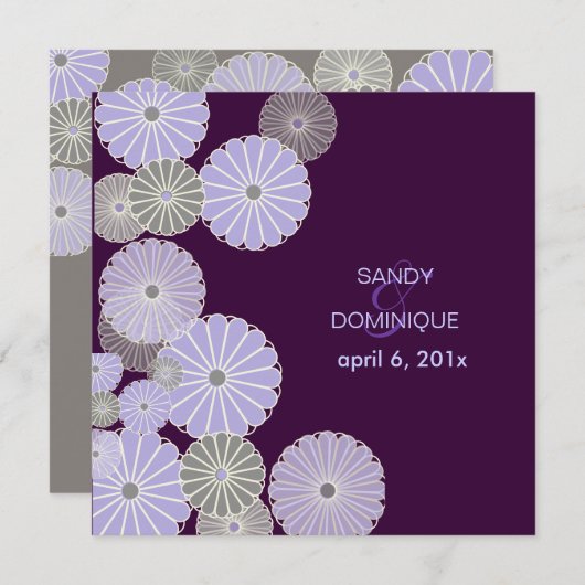 Invitation PixDezines Kiku / violet+prune (Devant / Derrière)